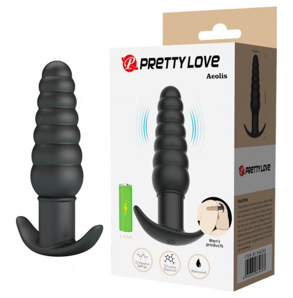 Pretty Love - Aeolis Vibrating Anal Plug Massager (Battery - Black)